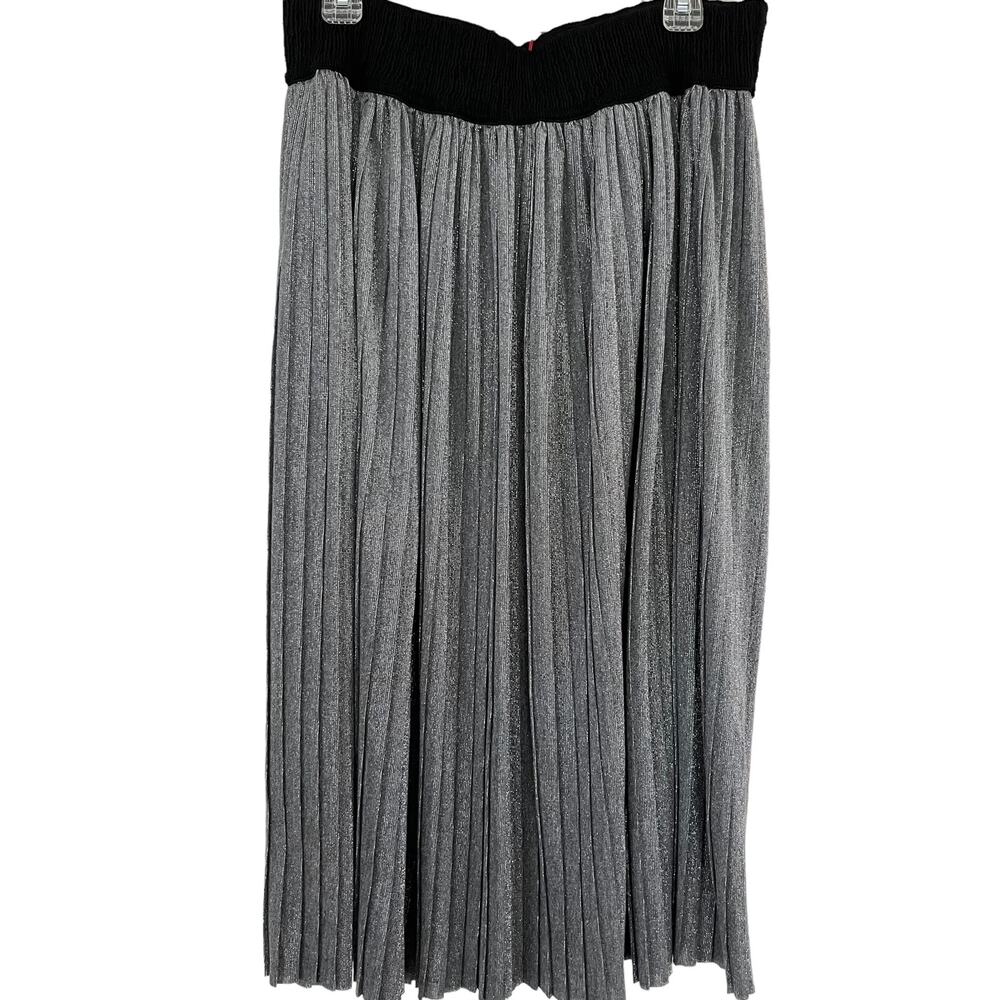 NWT Altea Pleated Midi Skirts Silver Metallic Women's Size 44/L